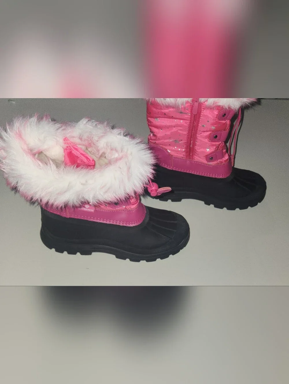 Dream Pairs Girls Pink Faux-Fur Winter Snow Boots Size 6 Girls